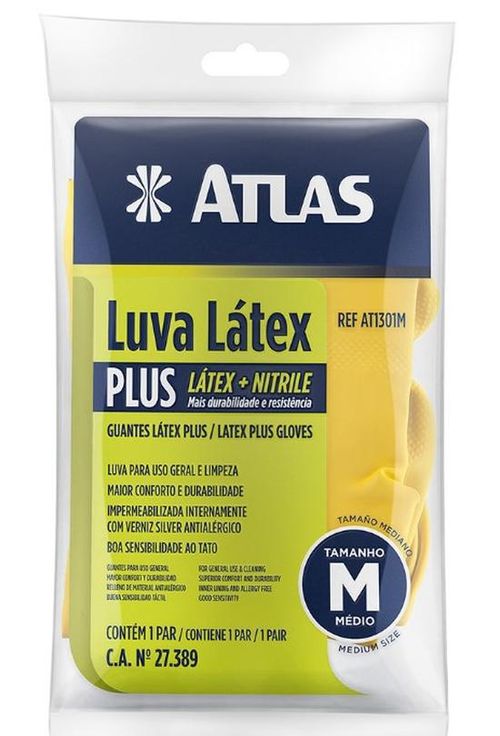 LUVA LATEX FORRADA PLUS - M AT1301M