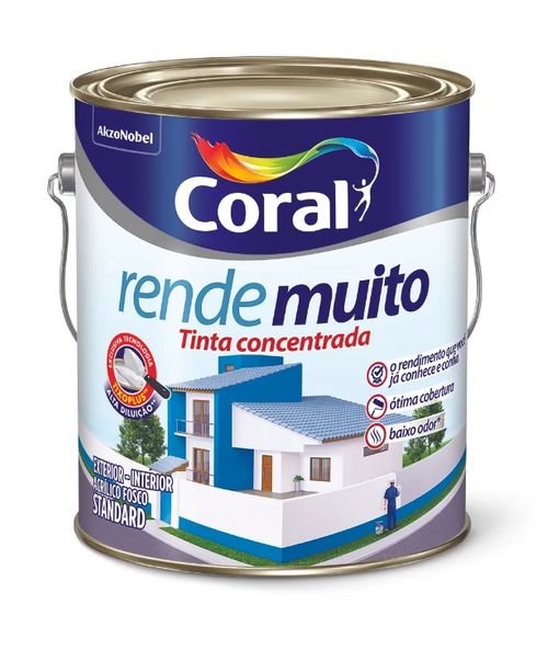 TINTA ACRILICA STANDARD CONCENTRADA RENDE MUITO BRANCO 3,6L CORAL BRANCO FOSCO