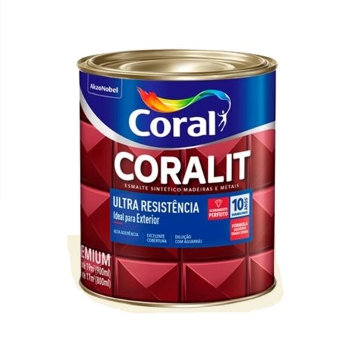 TINTA ESMALTE BRILHANTE SOLVENTE CORALIT PRETO 3,6L CORAL