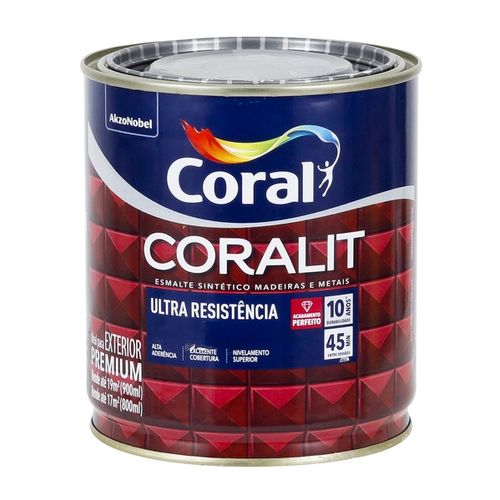 TINTA ESMALTE SOLVENTE CORALIT BRILHANTE BRANCO 900ML CORAL